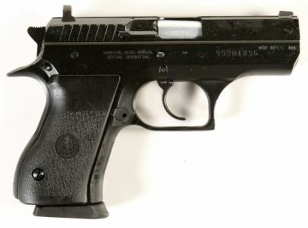 Compact Jericho 941 pistol with steel frame.