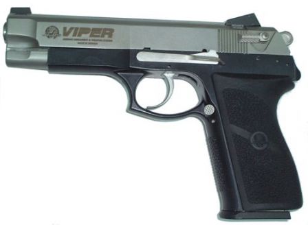 Viper pistol, left side view.