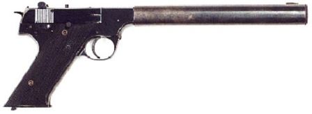 High Standard Model HD (HDM) pistol with integral silencer, as used by OSS and later CIA agents
