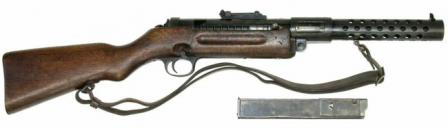 Schmeisser MP-28/II submachine gun, with box magazine shown separately.